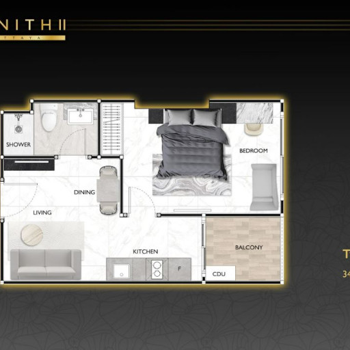 Zenith Pattaya 2, 1 Bedroom - 34 m²