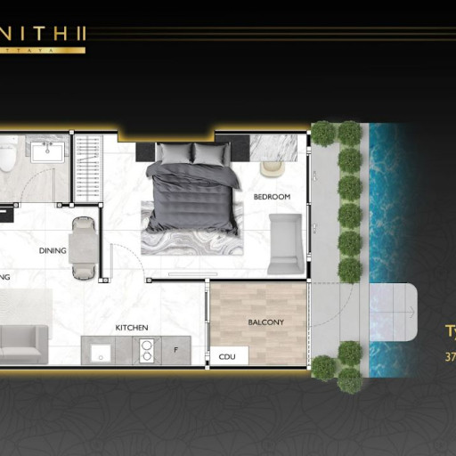 Zenith Pattaya 2, 1 Bedroom - 37 m²