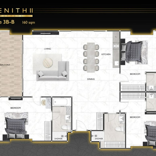 Zenith Pattaya 2, 3 Bedroom - 160 m²
