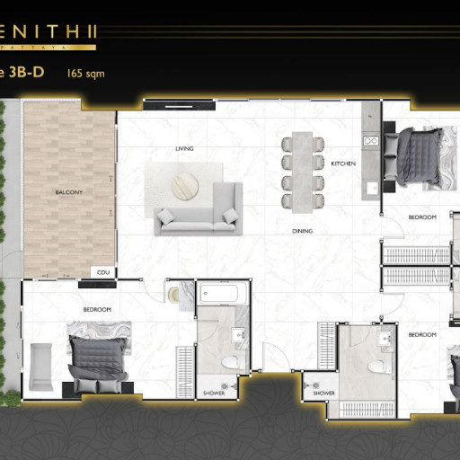 Zenith Pattaya 2, 3 bedroom apartments - from 76 m² to 165 m²
